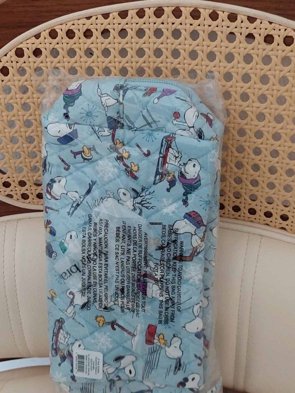 Vera Bradley blue Snoopy cosmetic bag ski peanuts weekend medium #snoopy #cosmet